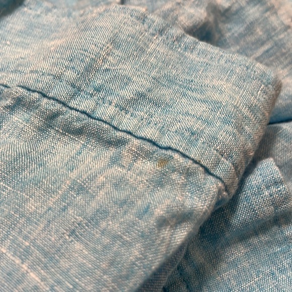 Orvis Teal Blue Linen Cuffed Sleeve Button Down Shirt, Size Medium - Picture 10 of 10